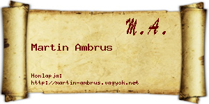 Martin Ambrus névjegykártya